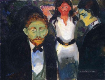 抽象的かつ装飾的 Painting - 「緑の部屋」シリーズより「嫉妬」 1907年 エドヴァルド・ムンク 表現主義
